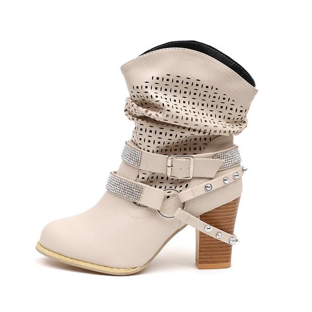 High-heel cutout boots