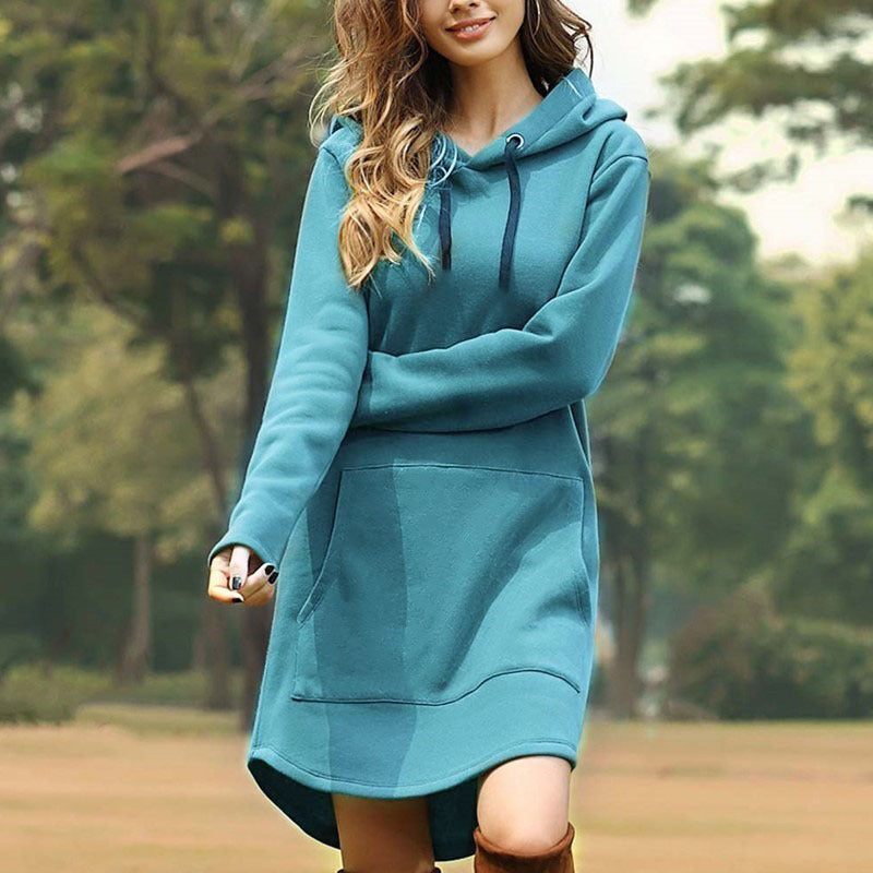 Hooded pocket sweatshirt dress