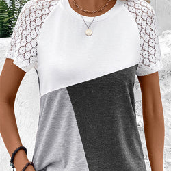 Fashion Lace Stitching T-shirt Women