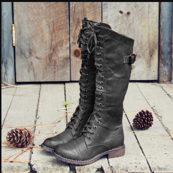 Fashion Cross Strap Knight Boots Women