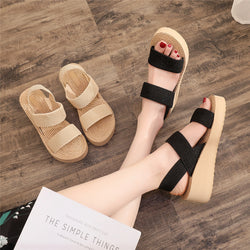 Women's New Fashion Cross Strap Ins Trendy Thick Sole Roman Shoes