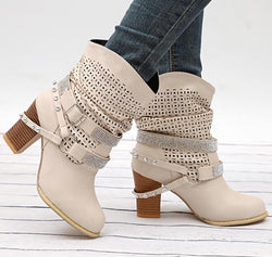 High-heel cutout boots