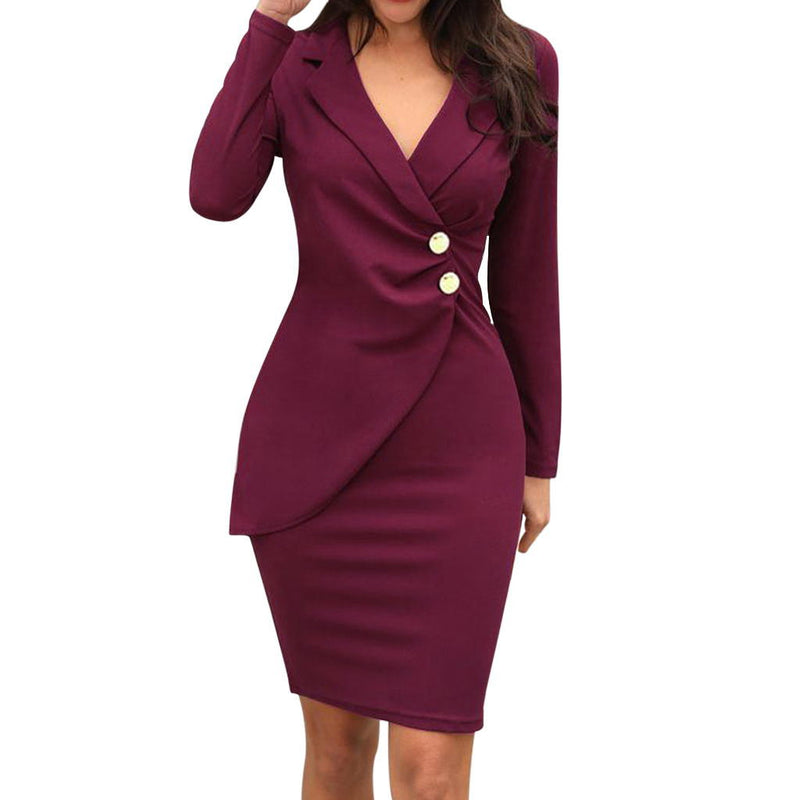 Long sleeve button hip dress