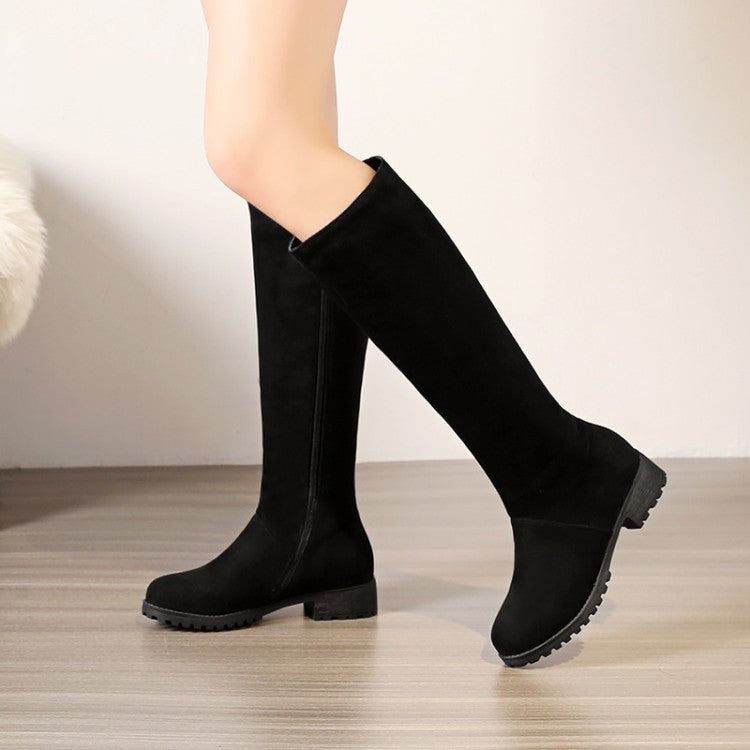 Long Women's Boots With Low Heel And Non-slip Side Zipper