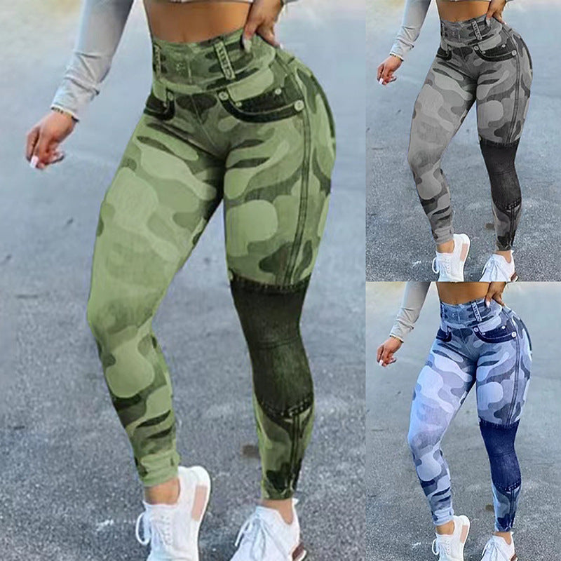 Women's Multicolor Print Camo Slim Fit Butt Lift Yoga Leggings