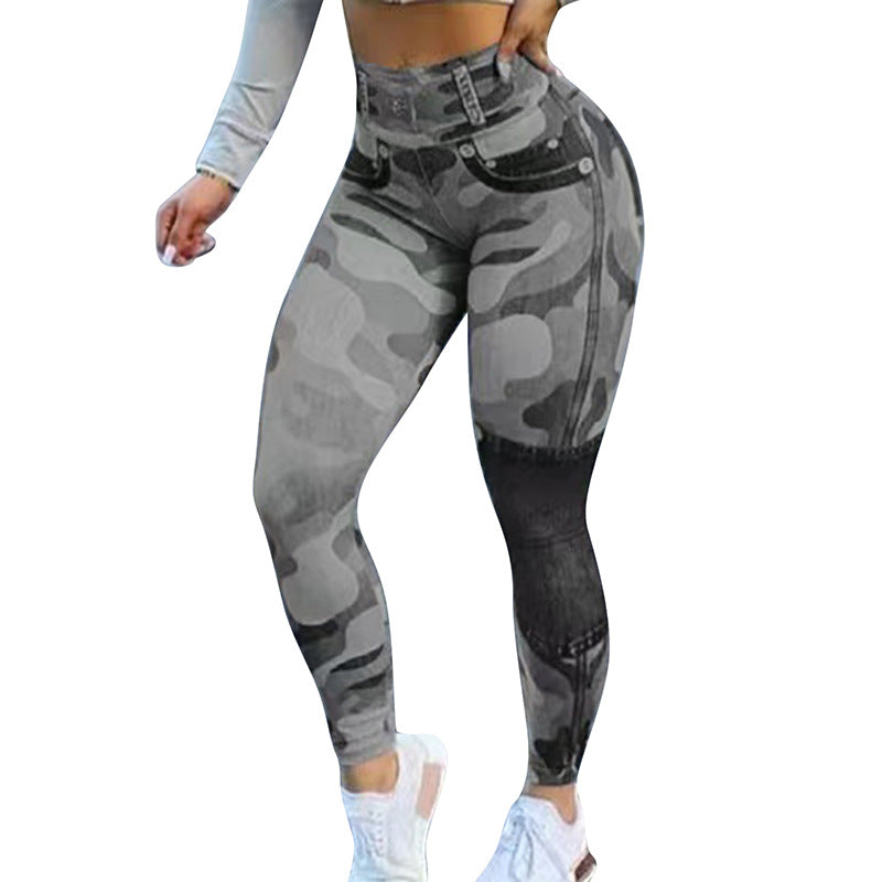 Women's Multicolor Print Camo Slim Fit Butt Lift Yoga Leggings