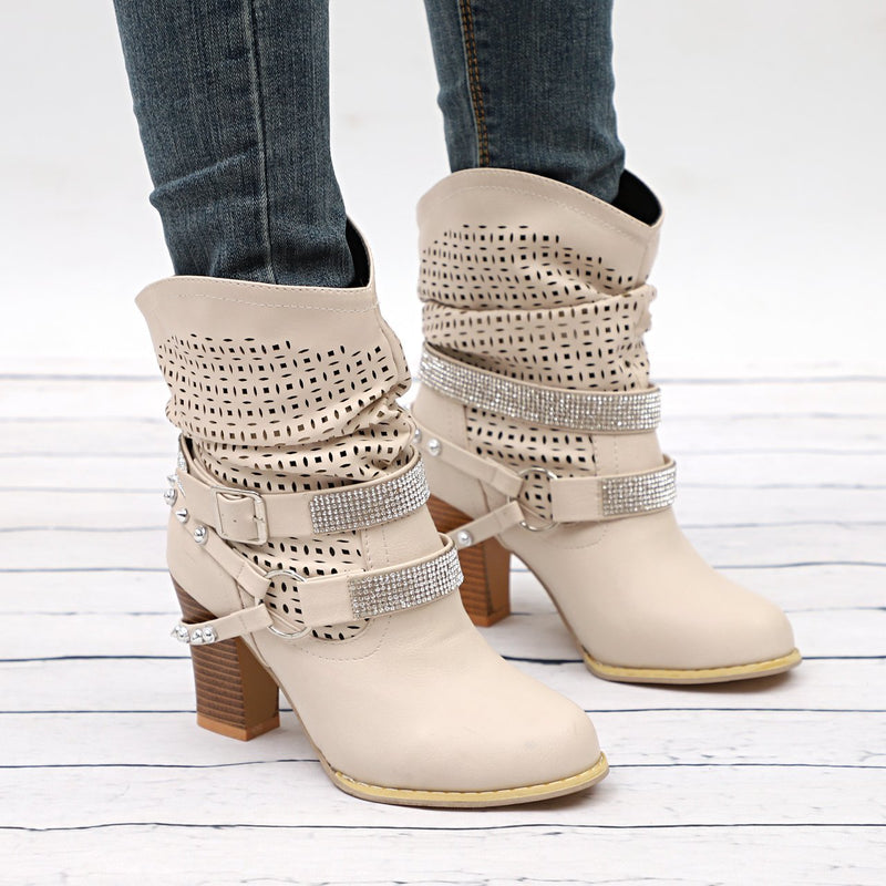 High-heel cutout boots