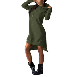 Irregular Hooded Long Sleeve Dress Sweatshirt