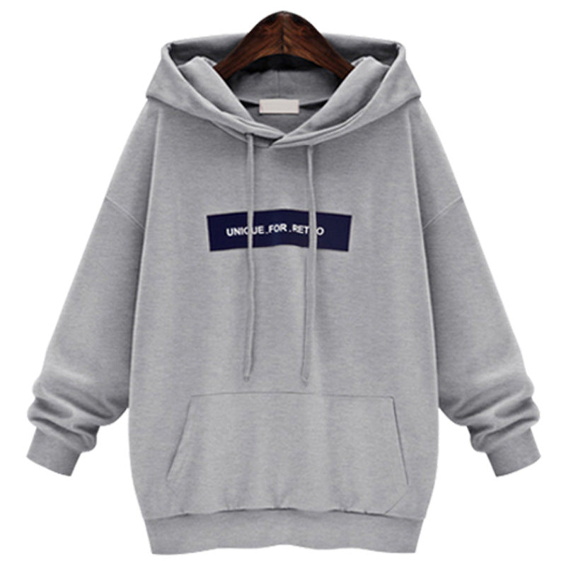 Loose Word Student Hooded Plus Fleece Sweater