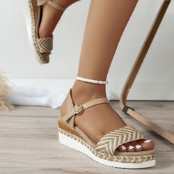 Women's Casual Sandals With Back Straps And Sloping Heels